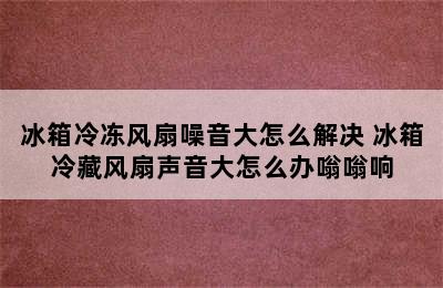 冰箱冷冻风扇噪音大怎么解决 冰箱冷藏风扇声音大怎么办嗡嗡响